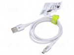 Cable | USB 2.0 | USB A plug,USB C plug | 1m | white | silicone | 60W | 3A