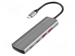 Hub USB | USB A socket x2,USB C socket x6,USB C plug | grey | 0.2m