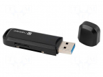 Card reader: memory | USB A plug | USB 3.0 | SCARAB 2 | black | 5Gbps