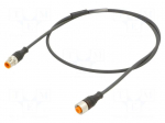 Cable: for sensors/automation | M12 | PIN: 4 | 1m | plug | 230VDC | 230VAC