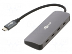 Hub USB | USB C socket x4,USB C plug | USB 3.2 | grey | 10Gbps