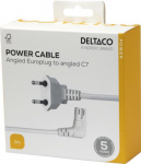 Power cord DELTACO CEE 7/16 - C7 angled, 3,0m, white / 1902296