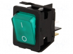 ROCKER | DPST | Pos: 2 | OFF-ON | 16A/250VAC | 20A/28VDC | green