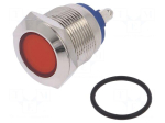 Indicator: LED | flat | 12VDC | 12VAC | Cutout: &Oslash;19mm | screw | brass