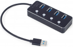 USB Hub Gembird USB 3.1 Powered 4-port Hub with Switches Black