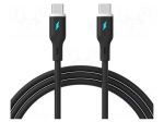Cable | USB 2.0 | USB C plug,both sides | nickel plated | 1m | black