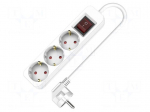 Extension lead | 3x1.5mm2 | 1.5m | PVC | white | Sockets no: 3 | 16A