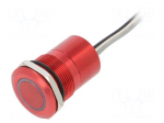 Switch: capacitive | Pos: 2 | SPST-NC | 0.01A/12VDC | IP68 | ON-OFF | red