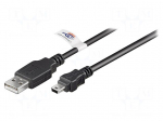 Cable | USB 2.0 | USB A plug,USB B mini plug | 3m | black | Cu | PVC