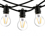 LED āra dārza 10m virtene dārzam un terasēm E27 (spuldzes nav iekļautas) 10x spuldzēm solis 100cm melna IP65