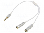 Cable | Jack 3.5mm 4pin socket x2,Jack 3,5mm 4pin plug | 0.25m