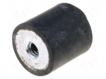 Vibration damper | M10 | &Oslash;: 50mm | rubber | L: 50mm | H: 10mm | 2225N