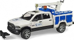 Bruder RAM 2500 service truck with crane and rotating beacon, model vehicle