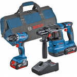 Bosch combination set cordless drill/screwdriver GSR 18V-45 + cordless hammer drill GBH 18V-22 (blue, 2x Li-ion battery 4.0Ah, tool bag)
