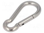 Snap hook | acid resistant steel A4 | for rope | L: 100mm | Size: 10mm