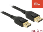 Delock DisplayPort-kaabel 8K 60Hz 3m DP 8K sertifitseeritud Black