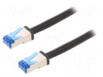 Patch cord | S/FTP | 6a | stranded | Cu | PE | black | 10m | 26AWG