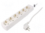 Extension lead | Schuko | Sockets: 6 | PVC | white | 3x1,5mm2 | Len: 3m