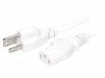 Cable | NEMA 5-15 (B) plug,IEC C13 female | 5m | white | PVC | 3x18AWG