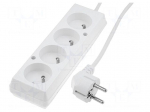 Extension lead | 3x1.5mm2 | 3m | PVC | white | Sockets no: 4 | 16A