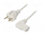 Cable | 3x0.75mm2 | PVC | 1.8m | white | 16A | 250V | Type: UNI-Schuko plug