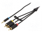 Cable | Jack 3,5mm 4pin plug,RCA plug x3 | 1.5m