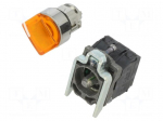Switch: rotary | 22mm | Stabl.pos: 2 | NC + NO | orange | LED | 24V | IP66