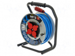 Extension lead | 3x1.5mm2 | 50m | PUR | blue | Sockets no: 4 | reel | 16A