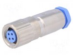 Connector: M9 | plug | female | Plating: gold-plated | Urated: 60V | 3A