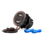 Auto- ja mootorrattatooted, elektroonika, navigatsioon, CB raadio // Auto elektroonikakomponendid : Installatsioonikaablid : Kaitsealused : &Uuml;hendused // Wodoodporna ładowarka z gniazdami i testerem napięcia 2x usb 12v 24v mod-06 amio-02856