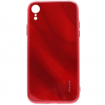 Back panel cover Evelatus Apple iPhone XR Water Ripple Full Color Electroplating Tempered Glass Case Red