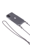 Back panel cover Evelatus Apple iPhone 11 Pro Max Silicone Transparent with Necklace TPU Strap Space Gray