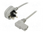 Cable | 3x0.75mm2 | BS 1363 (G) plug,IEC C13 female angled right