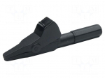 Crocodile clip | 20A | black | Grip capac: max.7mm | Socket size: 4mm