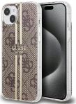 Back panel cover Guess - iPhone 15 brown hardcase IML 4G Gold Stripe Brown