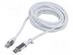 Cable | USB 3.0 | RJ45 plug,USB A plug | nickel plated | 3m | white