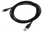 Cable | USB 2.0 | USB A plug,USB C plug | gold-plated | 2m | black