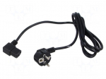 Cable | 3x0.75mm2 | PVC | 1.8m | black | 10A | 250V | Type: UNI-Schuko plug