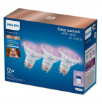 Philips Smart WiZ 50W GU10 gudrā LED spuldze  GLASS 2200-6500K RGB  929003772336 8720169296725