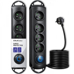 Qoltec Surge protector | 4 sockets | 1.5m | Black
