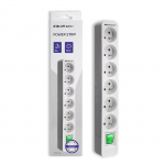 Qoltec Power strip | 6 sockets | 1.8m | White-grey