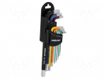Wrench: hex key-set | S2 steel | long | 9pcs.