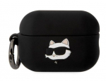 Headphone case Karl Lagerfeld Apple Airpods 3 Logo NFT Choupette Head Silicone Case Black