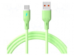 Cable | USB 2.0 | USB A plug,USB C plug | nickel plated | 1m | green