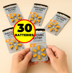 30 tk.  &Ouml;konoomne kuuldeaparaadi patareide komplekt | Suurus 13 | Eriti t&auml;iustatud Zn-Air PR48