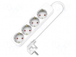 Extension lead | 3x1.5mm2 | 1.5m | PVC | white | Sockets no: 4 | 16A