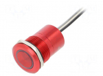 Switch: capacitive | Pos: 2 | SPST-NC | 0.01A/12VDC | IP68 | ON-OFF | red