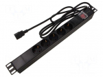 Plug socket strip: protective | Sockets: 5 | 230VAC | 10A | black | 2m