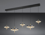 Trio Keaton LED piekarama lampa 5-pc matt black/brass brushed steel 340210580 4017807655483