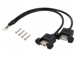 Cable | USB 2.0 | USB A socket x2,8pin pin header | gold-plated